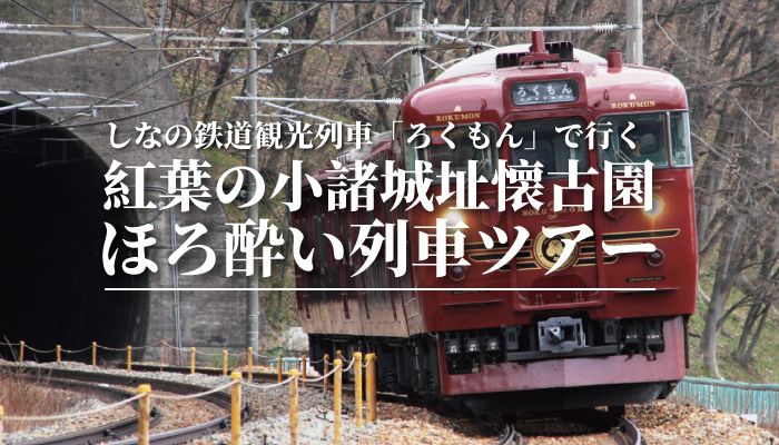 しなの鉄道観光列車「ろくもん」で行く紅葉の懐古園とほろ酔い列車
